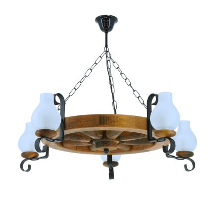 Lestenec na verigi ROATA 5xE14/40W/230V pr. 70 cm bukev - FSC certifikat
