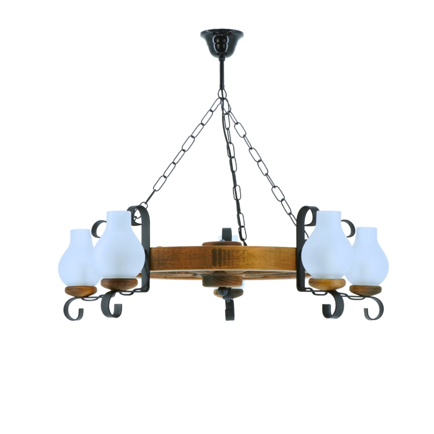 Lestenec na verigi ROATA 5xE14/40W/230V pr. 70 cm bukev - FSC certifikat