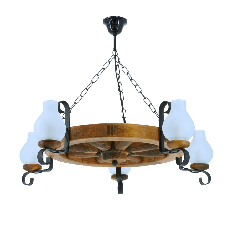 Lestenec na verigi ROATA 5xE14/40W/230V pr. 70 cm bukev
