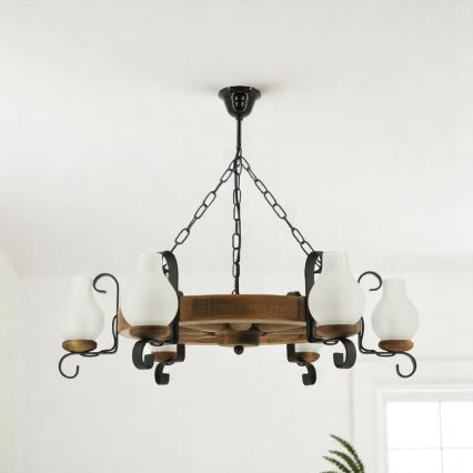 Lestenec na verigi ROATA 6xE14/40W/230V pr. 70 cm bukev