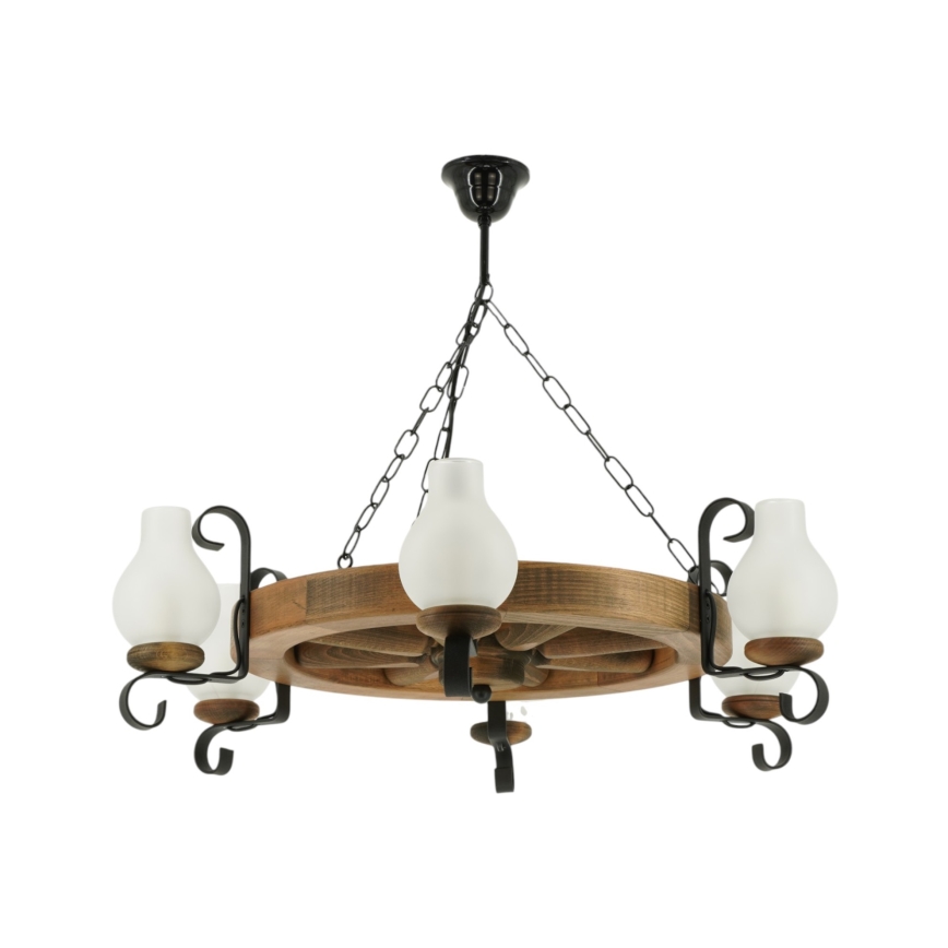 Lestenec na verigi ROATA 6xE14/40W/230V pr. 70 cm bukev