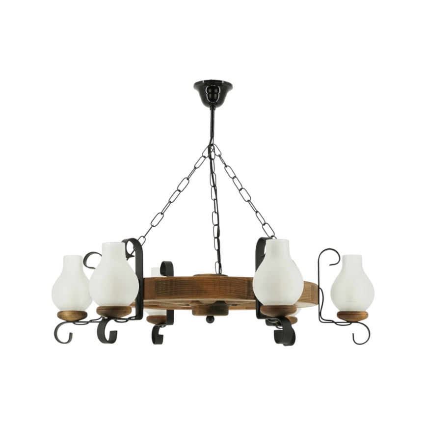 Lestenec na verigi ROATA 6xE14/40W/230V pr. 70 cm bukev