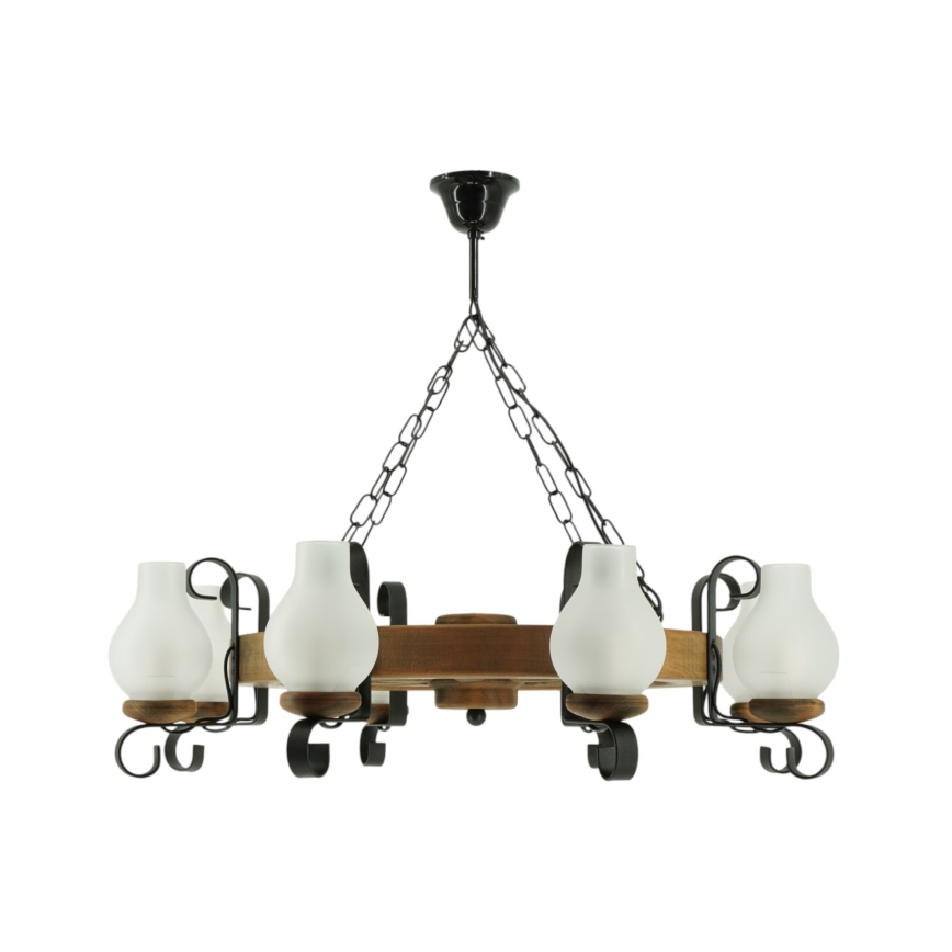 Lestenec na verigi ROATA 8xE14/40W/230V pr. 70 cm bukev - FSC certifikat