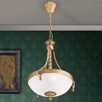 Lestenec na verigi ROCCA 3xE27/60W/230V pr. 32 cm bron/bela