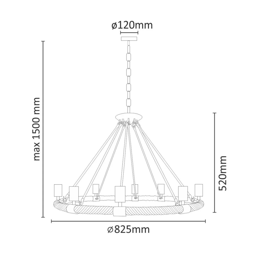 Lestenec na verigi ROPE ARTHUR 8xE27/20W/230V