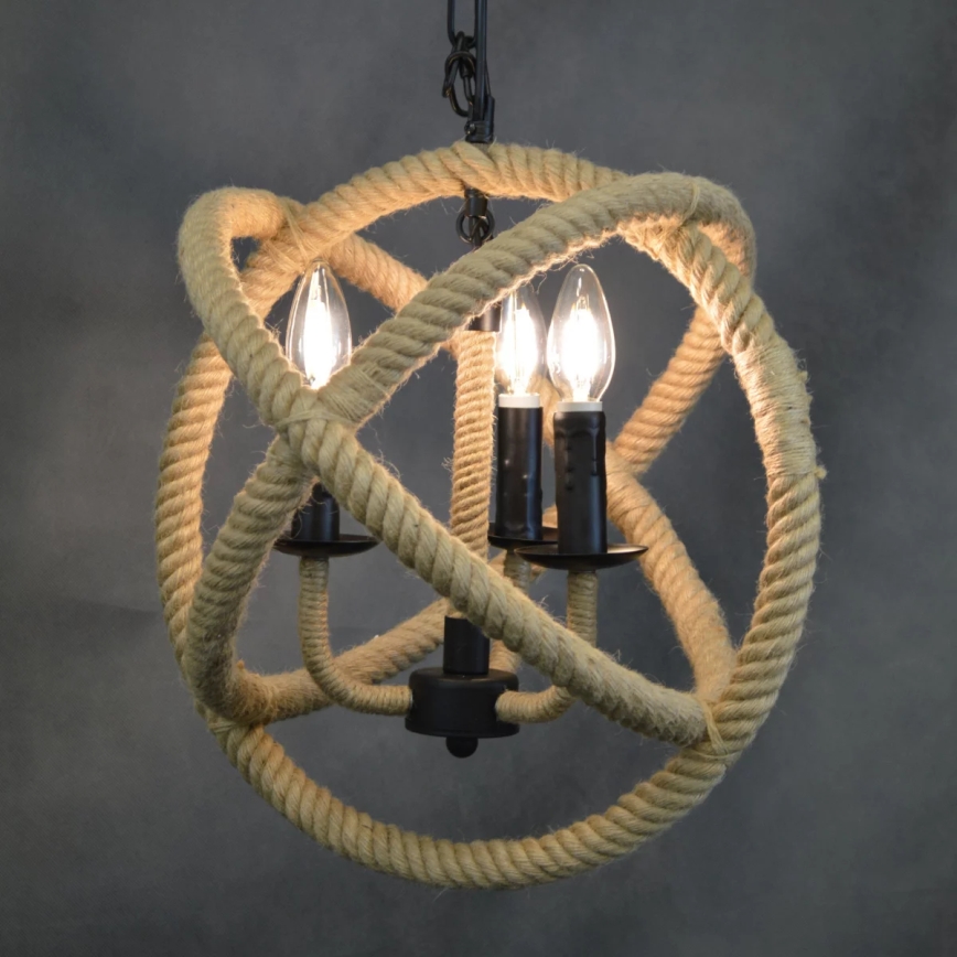 Lestenec na verigi ROPE GLOBO 3xE14/10W/230V