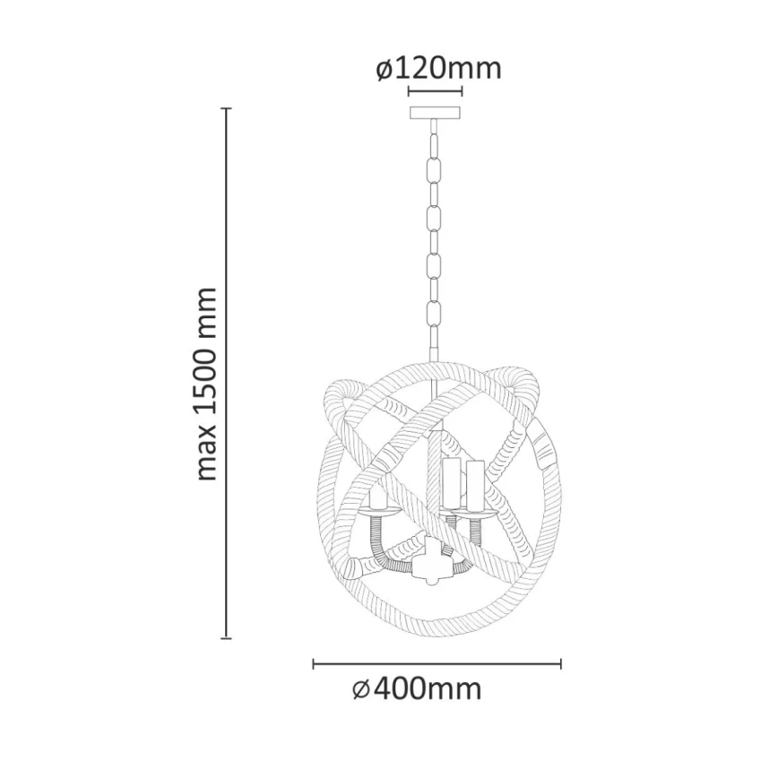Lestenec na verigi ROPE GLOBO 3xE14/10W/230V