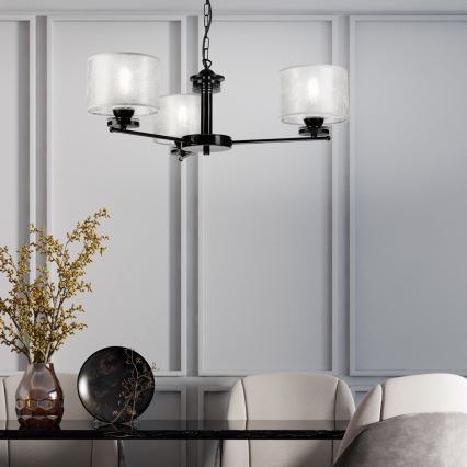 Lestenec na verigi ROSA 3xE27/60W/230V črna/siva