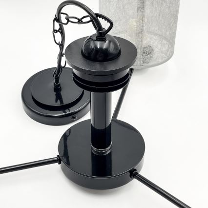 Lestenec na verigi ROSA 3xE27/60W/230V črna/siva