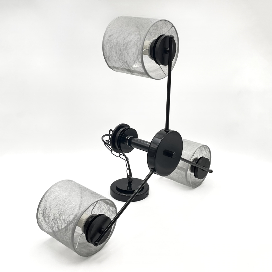 Lestenec na verigi ROSA 3xE27/60W/230V črna/siva