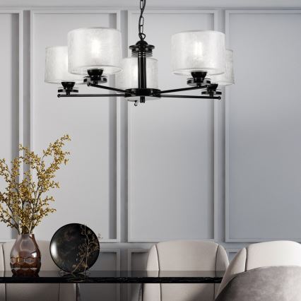 Lestenec na verigi ROSA 5xE27/60W/230V črna/siva