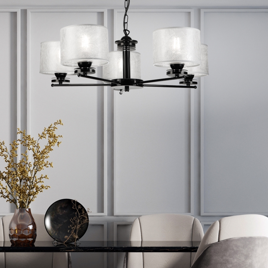 Lestenec na verigi ROSA 5xE27/60W/230V črna/siva