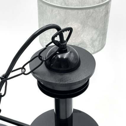 Lestenec na verigi ROSA 5xE27/60W/230V črna/siva