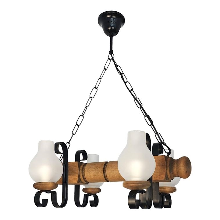 Lestenec na verigi RUSTIC 4xE14/40W/230V bukev