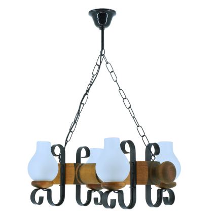 Lestenec na verigi RUSTIC 4xE14/40W/230V bukev