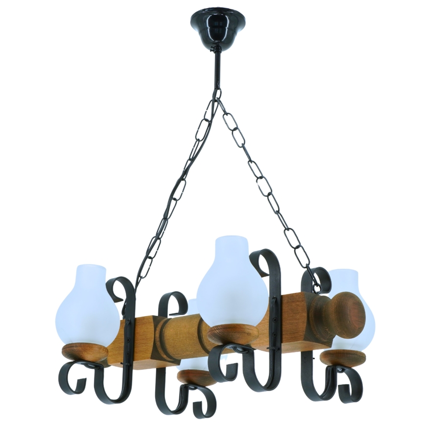 Lestenec na verigi RUSTIC 4xE14/40W/230V bukev