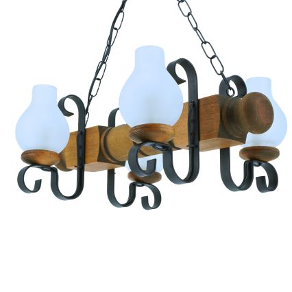 Lestenec na verigi RUSTIC 4xE14/40W/230V bukev