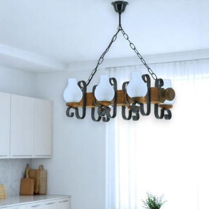 Lestenec na verigi RUSTIC 6xE14/40W/230V bukev - FSC certifikat