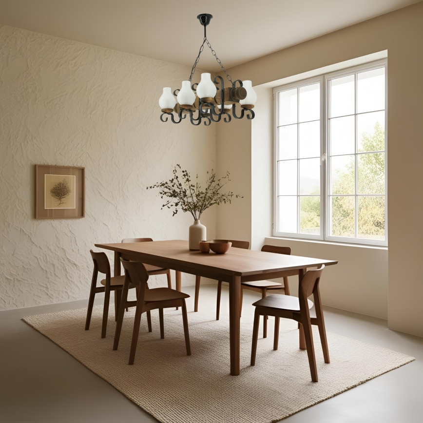 Lestenec na verigi RUSTIC 6xE14/40W/230V bukev - FSC certifikat