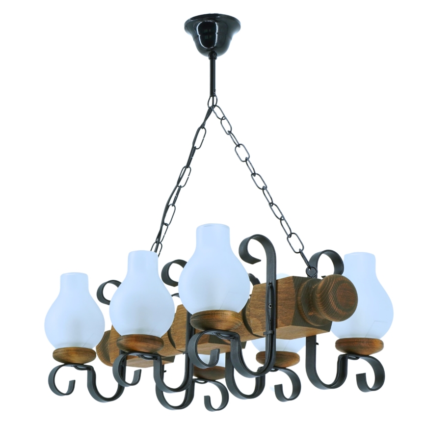 Lestenec na verigi RUSTIC 6xE14/40W/230V bukev - FSC certifikat