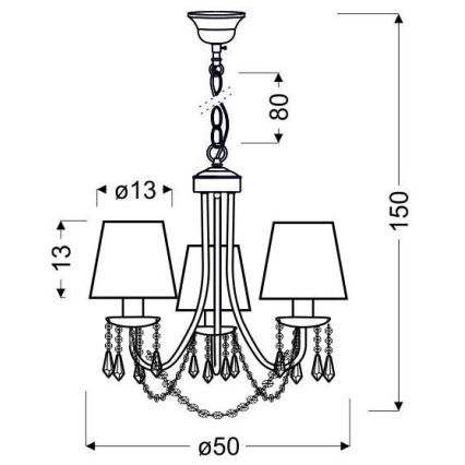 Lestenec na verigi RUTI 3xE14/40W/230V