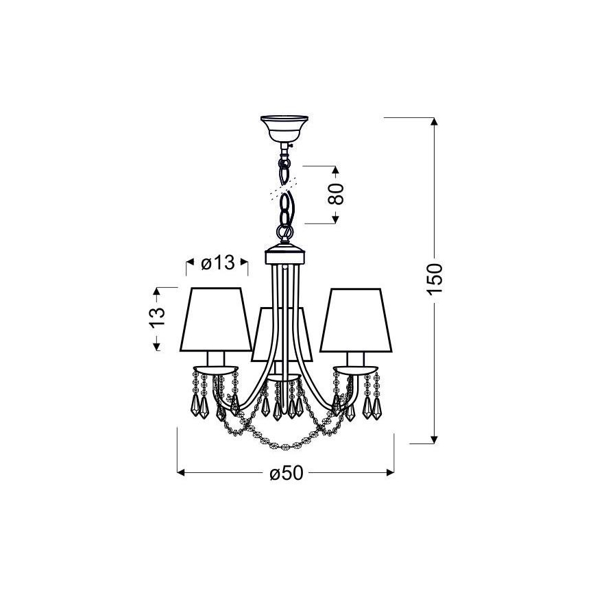 Lestenec na verigi RUTI 3xE14/40W/230V