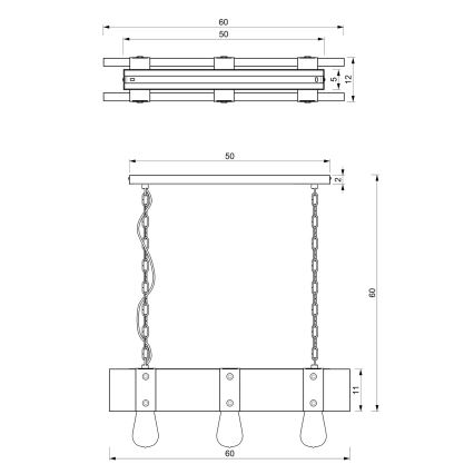 Lestenec na verigi SODER 3xE27/60W/230V