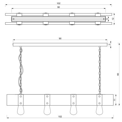Lestenec na verigi SODER 4xE27/60W/230V