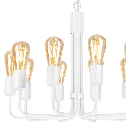 Lestenec na verigi TIFFANY 10xE27/60W/230V belo