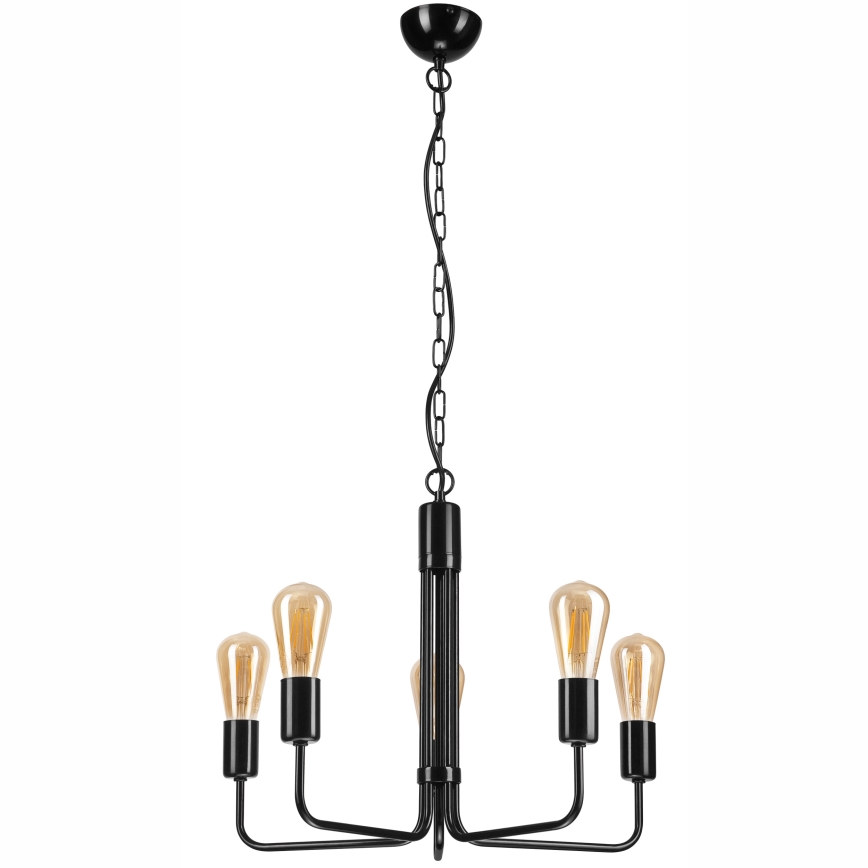 Lestenec na verigi TIFFANY 5xE27/60W/230V črna