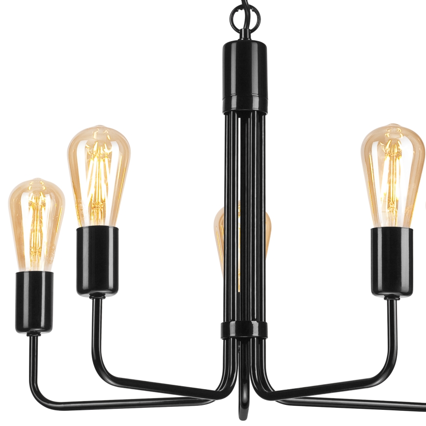 Lestenec na verigi TIFFANY 5xE27/60W/230V črna