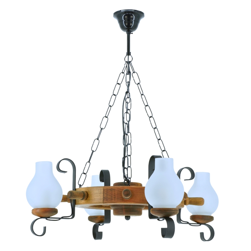Lestenec na verigi TIMONA 4xE14/40W/230V bukev - FSC certifikat