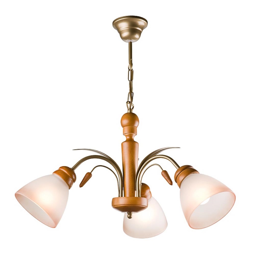 Lestenec na verigi TULIPAN 3xE27/60W/230V bukev
