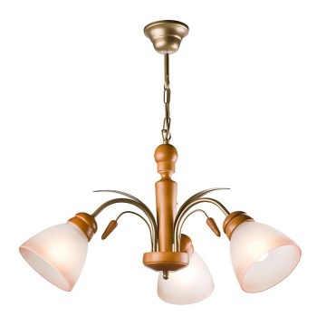 Lestenec na verigi TULIPAN 3xE27/60W/230V bukovina