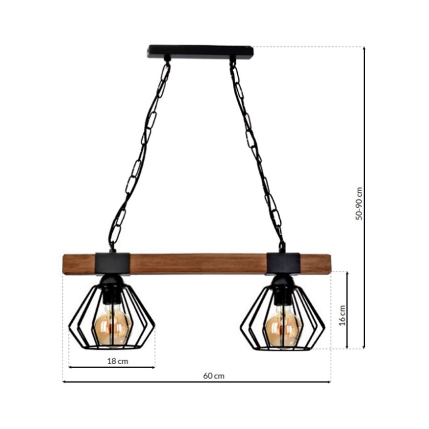 Lestenec na verigi ULF 2xE27/60W/230V