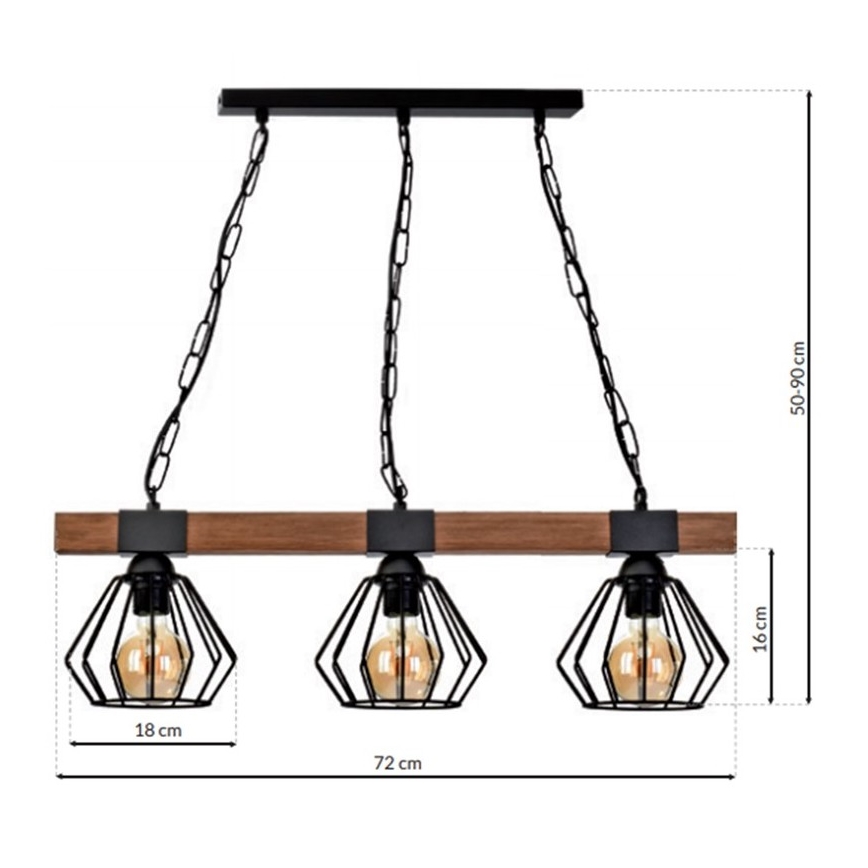 Lestenec na verigi ULF 3xE27/60W/230V