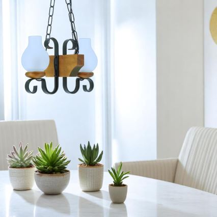 Lestenec na verigi VELA 2xE14/40W/230V bukev - FSC certifikat