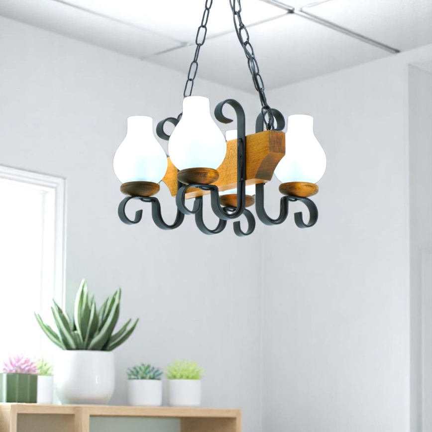 Lestenec na verigi VELA 4xE14/40W/230V bukev - FSC certifikat