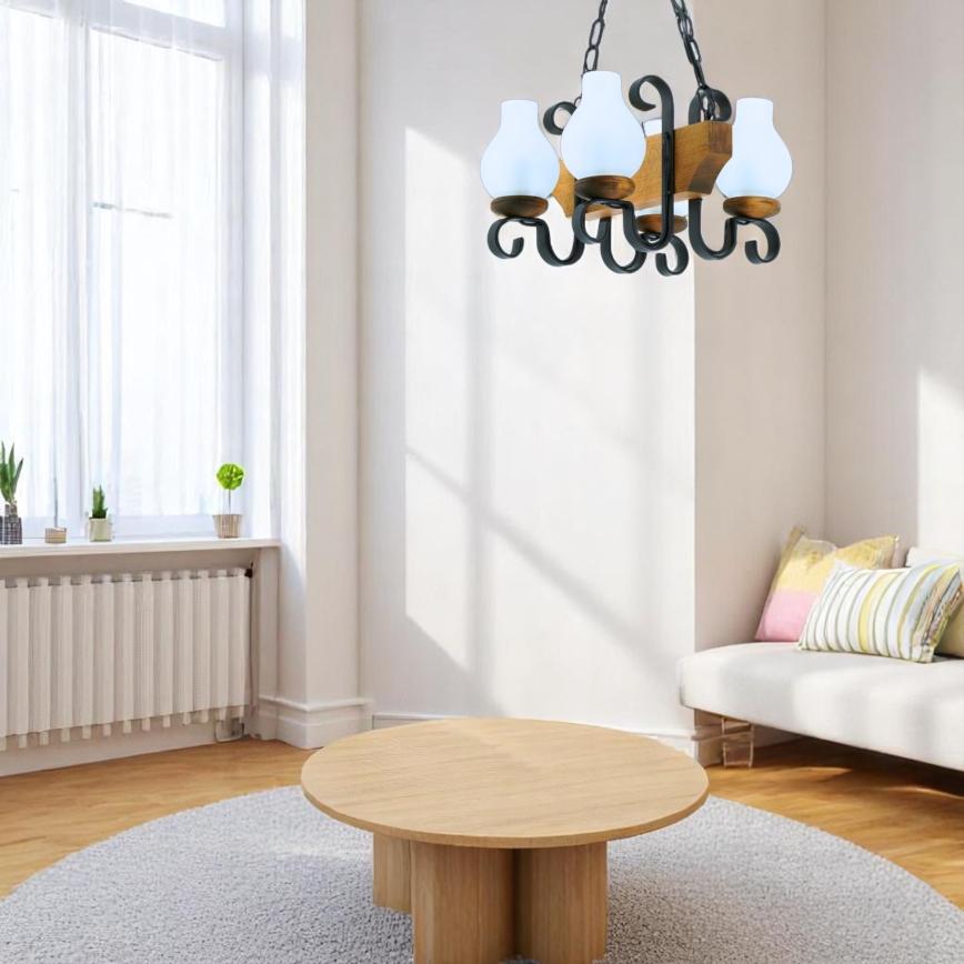 Lestenec na verigi VELA 4xE14/40W/230V bukev - FSC certifikat