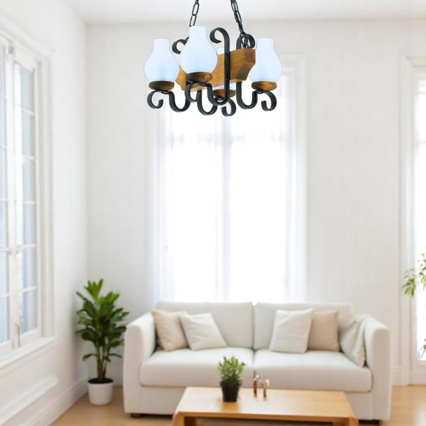 Lestenec na verigi VELA 4xE14/40W/230V bukev - FSC certifikat