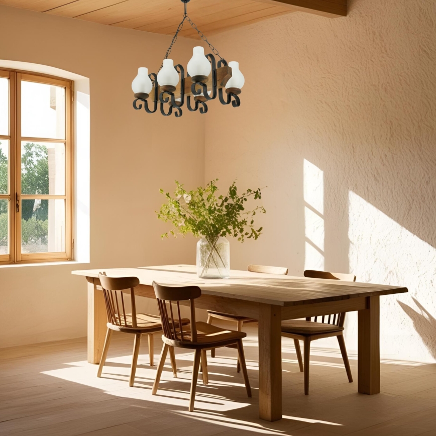 Lestenec na verigi VELA 6xE14/40W/230V bukev