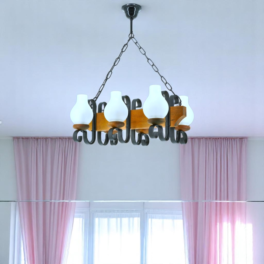 Lestenec na verigi VELA 6xE14/40W/230V bukev