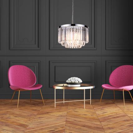 Lestenec na verigi VETRO 5xE14/60W/230V, sijajni krom