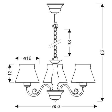 Lestenec na verigi ZEFIR 3xE27/40W/230V