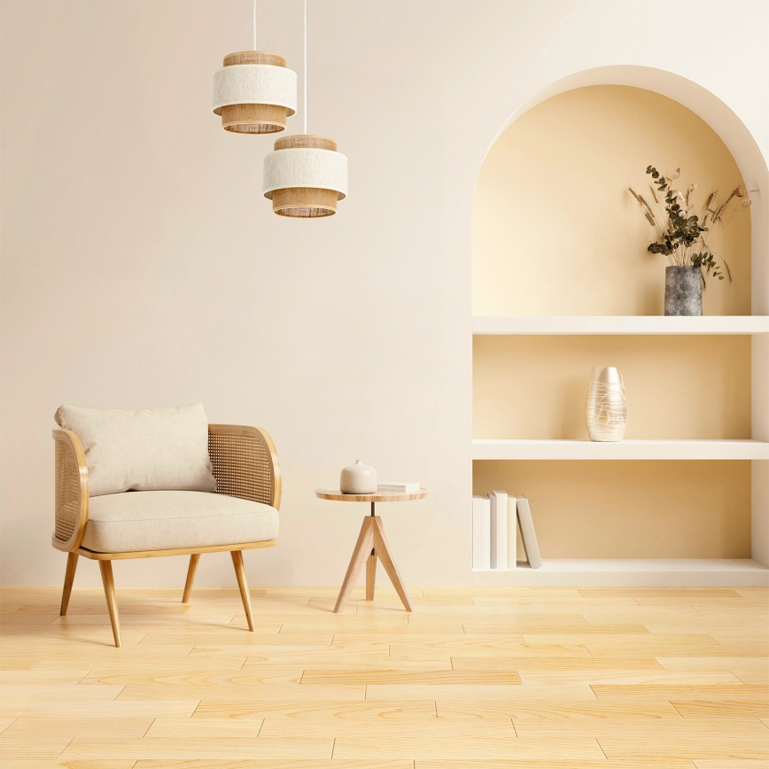 Lestenec na vrvi BOHO 2xE27/60W/230V kremna/juta