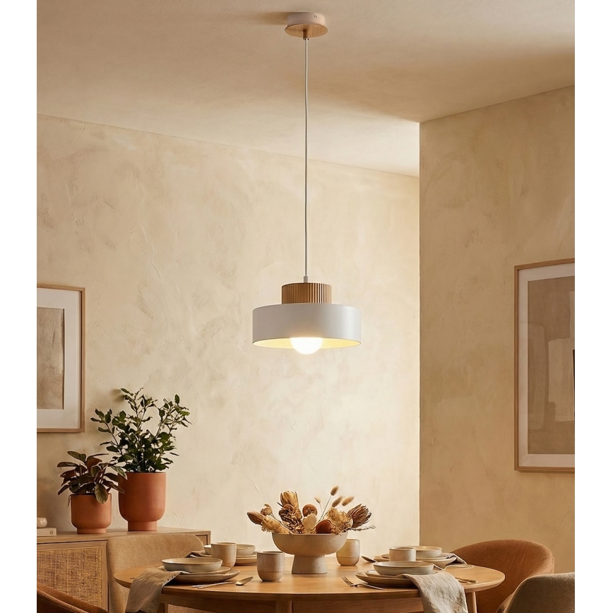 Lestenec na vrvi KIVI 1xE27/15W/230V bela