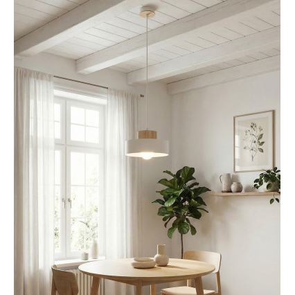Lestenec na vrvi KIVI 1xE27/15W/230V bela