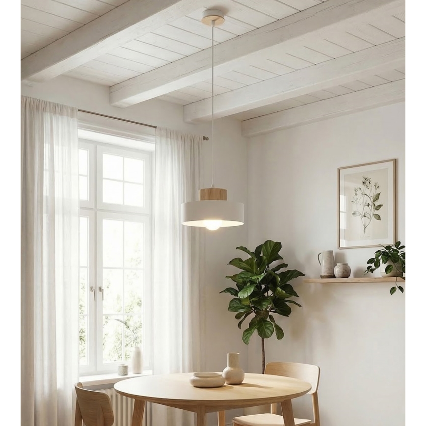 Lestenec na vrvi KIVI 1xE27/15W/230V bela