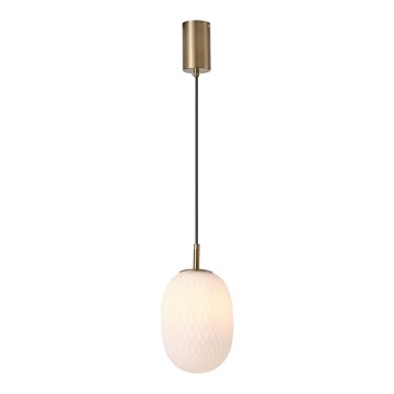 Lestenec na vrvici 1xE14/25W/230V bela pr. 15 cm