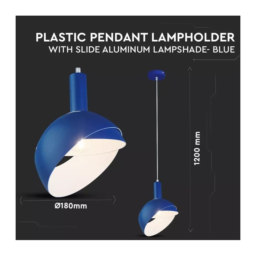 Lestenec na vrvici 1xE14/60W/230V moder